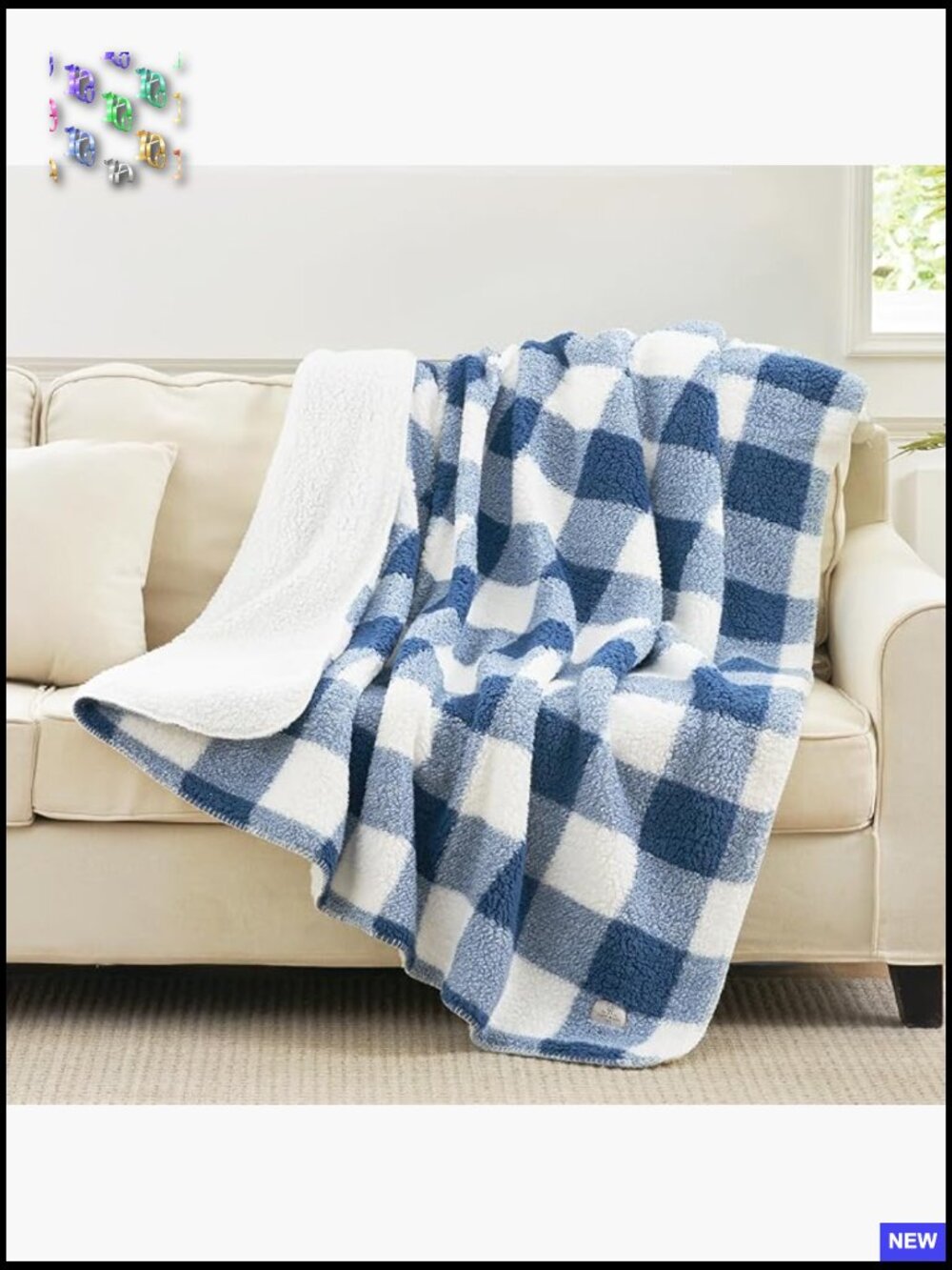 Luxury Sherpa Throw Blanket, Reversible Plaid Thick Throw, Soft Cozy Couch